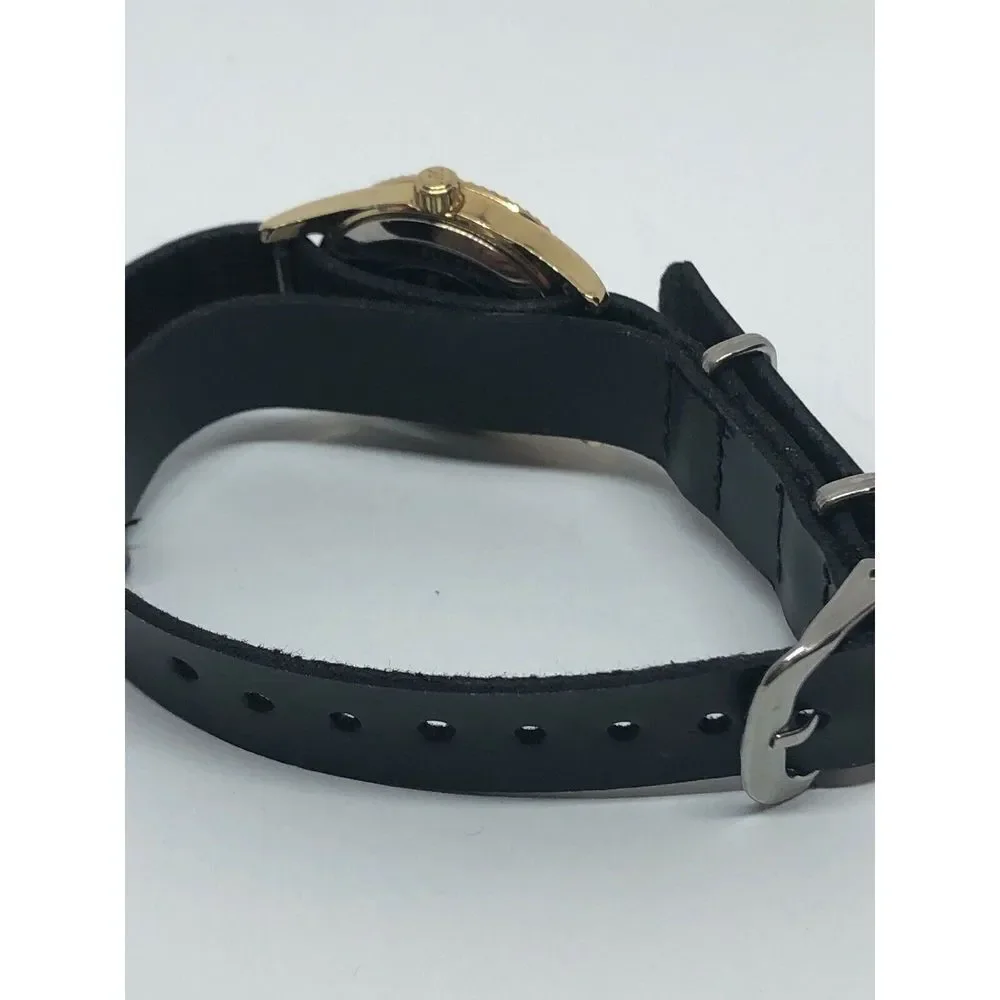 Michael Kors MK3284 Womens Black Leather Analog Dial Watch With Custom Band DV98